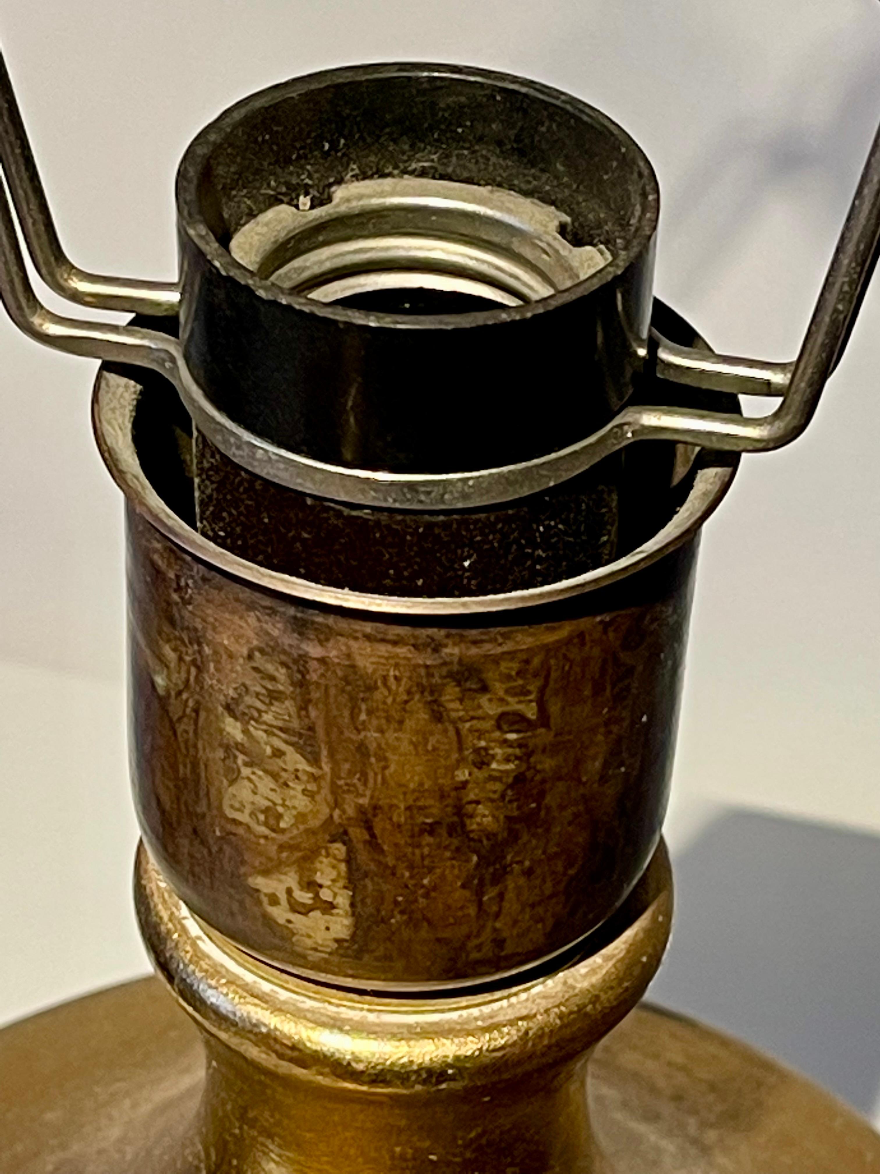 Glazed Holger Granbäck, Ceramic Table Lamp, Gold Glaze, Finland 1960s For Sale