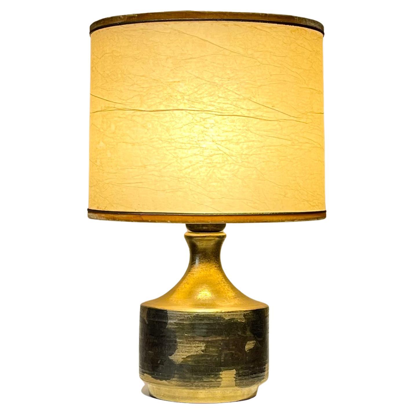Holger Granbäck, Ceramic Table Lamp, Gold Glaze, Finland 1960s For Sale