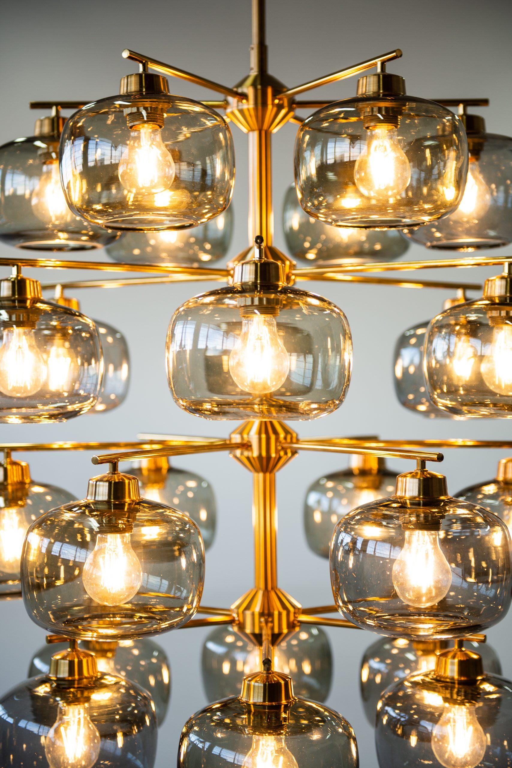 Brass Holger Johansson Ceiling Lamp Produced by Westal in Sweden
