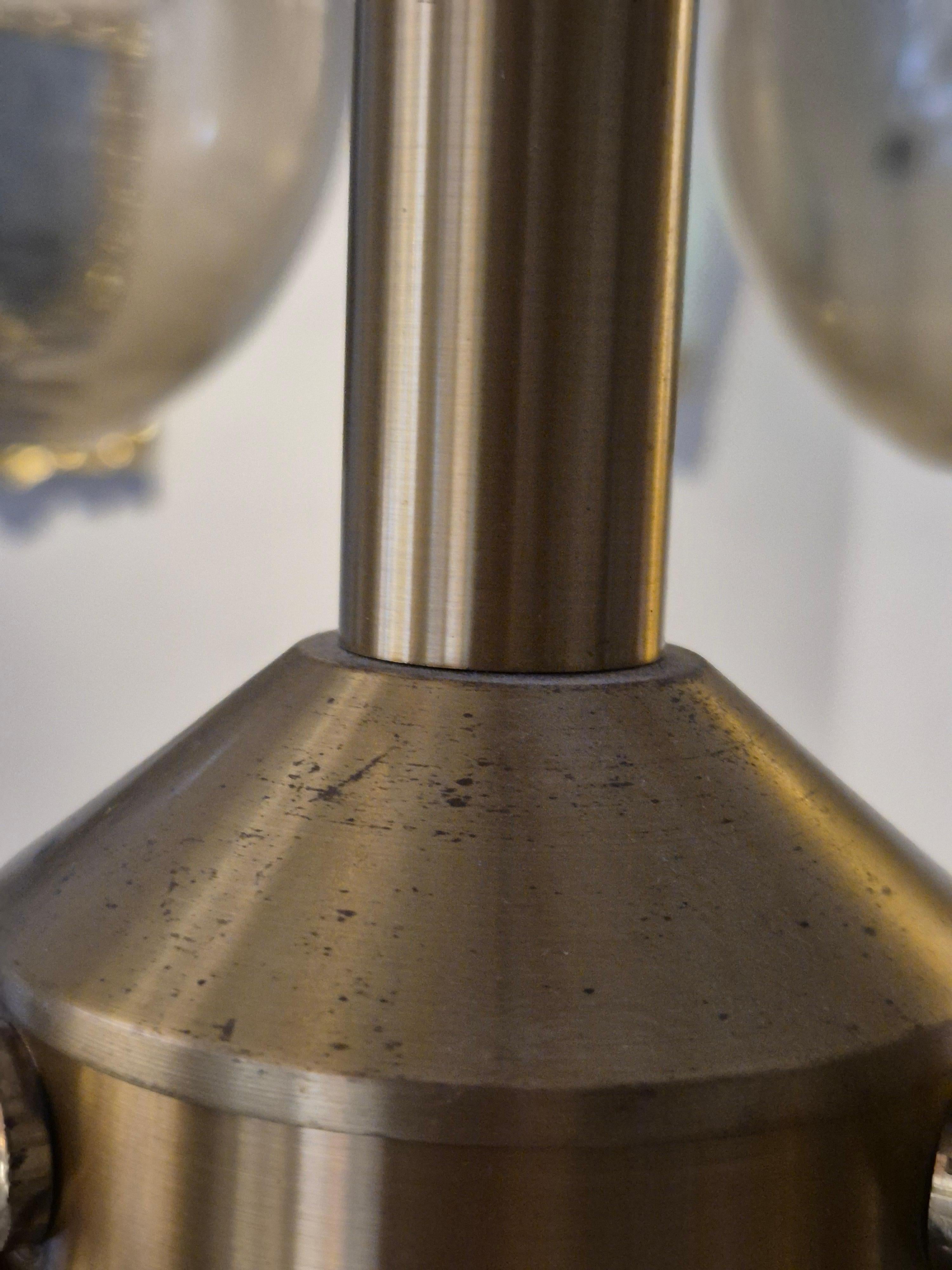 Holger Johansson, chandelier in brass and grey glass, Scandinavian Modern in vendita 7