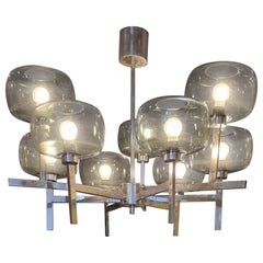 Holger Johansson, lampadario, The Modern Scandinavian / Midcentury, cromo e vetro