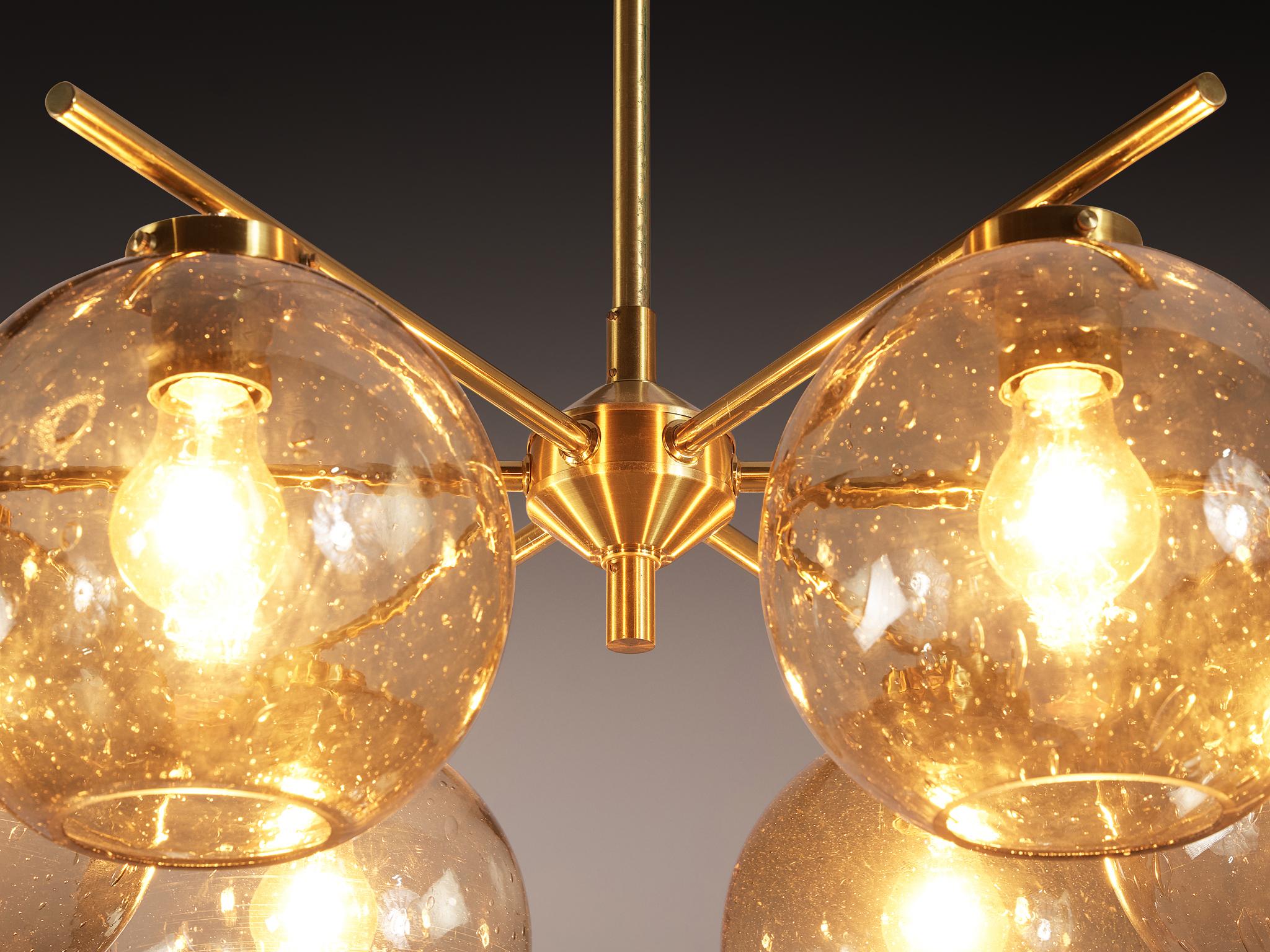 Holger Johansson for Westal Chandelier in Brass and Smoked Glass en venta 3