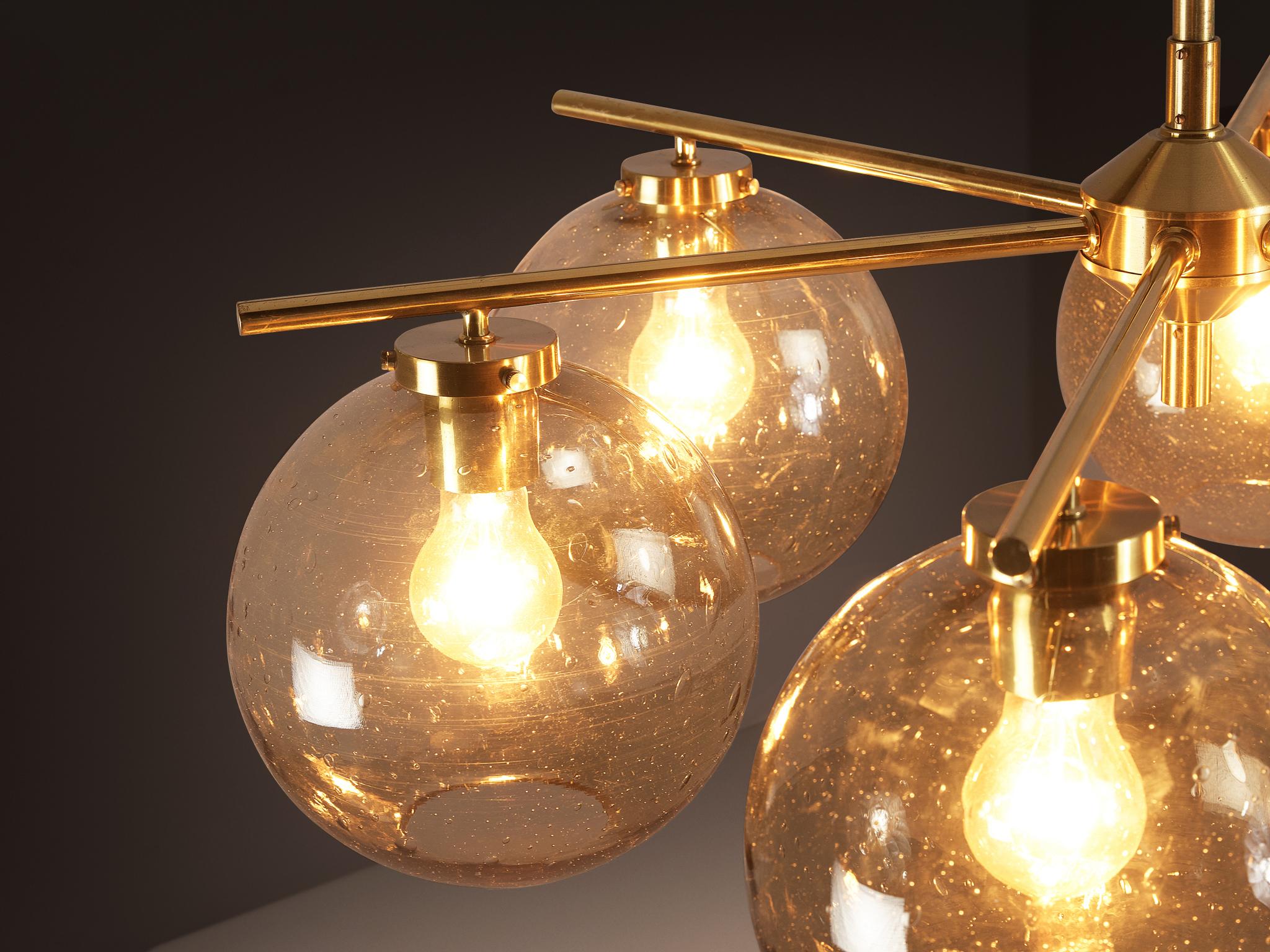 Holger Johansson for Westal Chandelier in Brass and Smoked Glass en venta 4