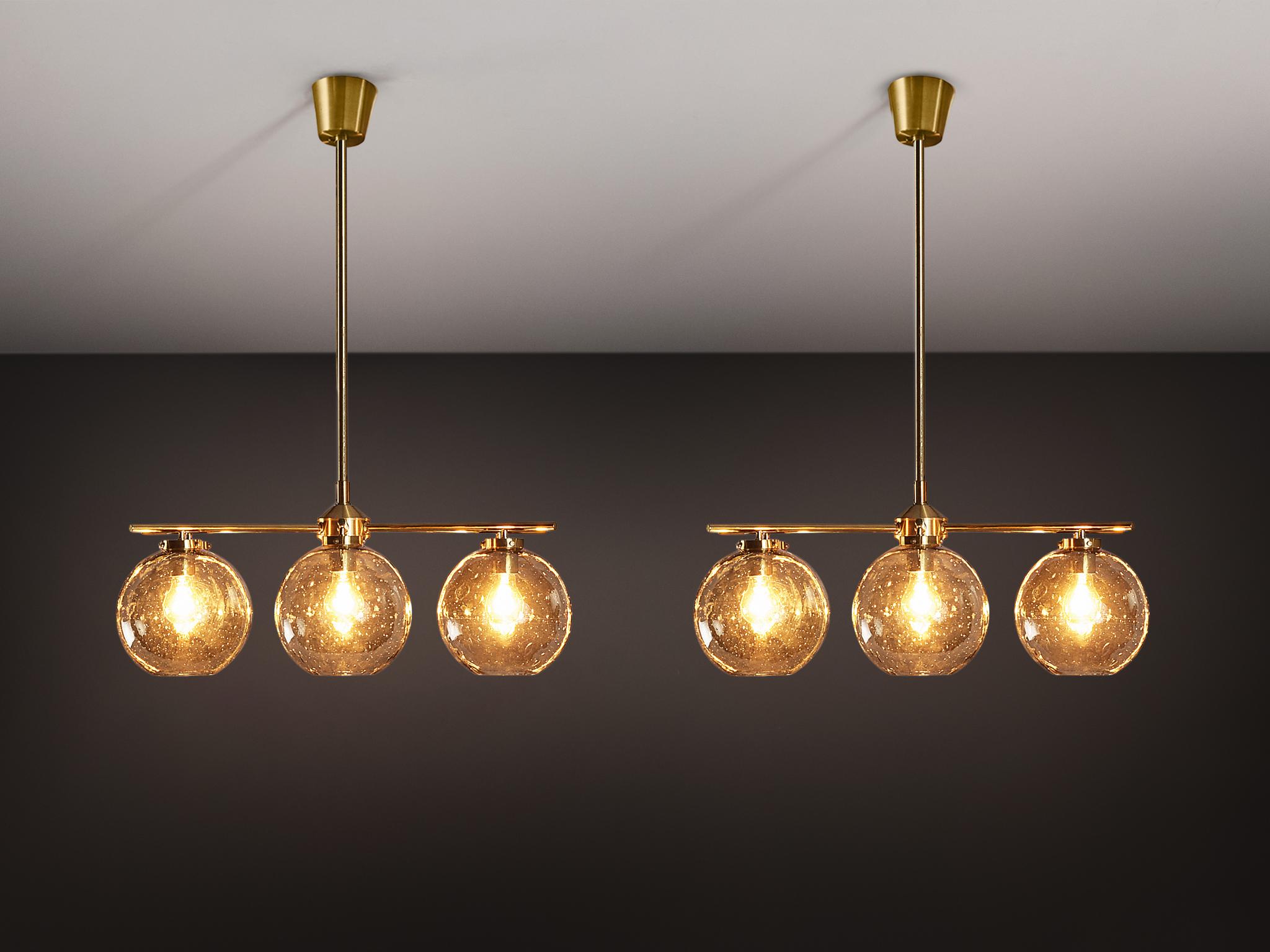Holger Johansson for Westal Chandelier in Brass and Smoked Glass Latón en venta