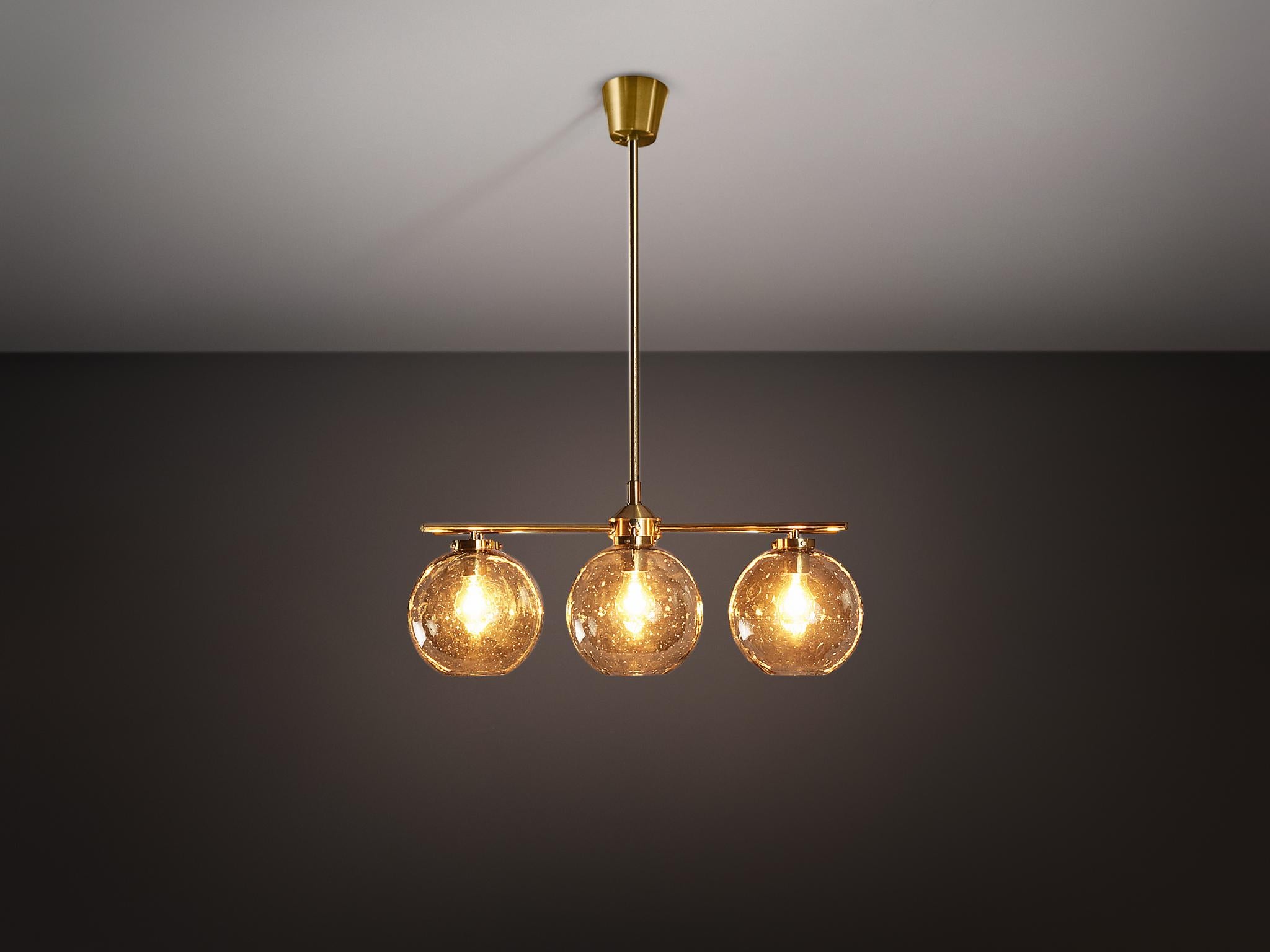 Holger Johansson for Westal Chandelier in Brass and Smoked Glass en venta 1