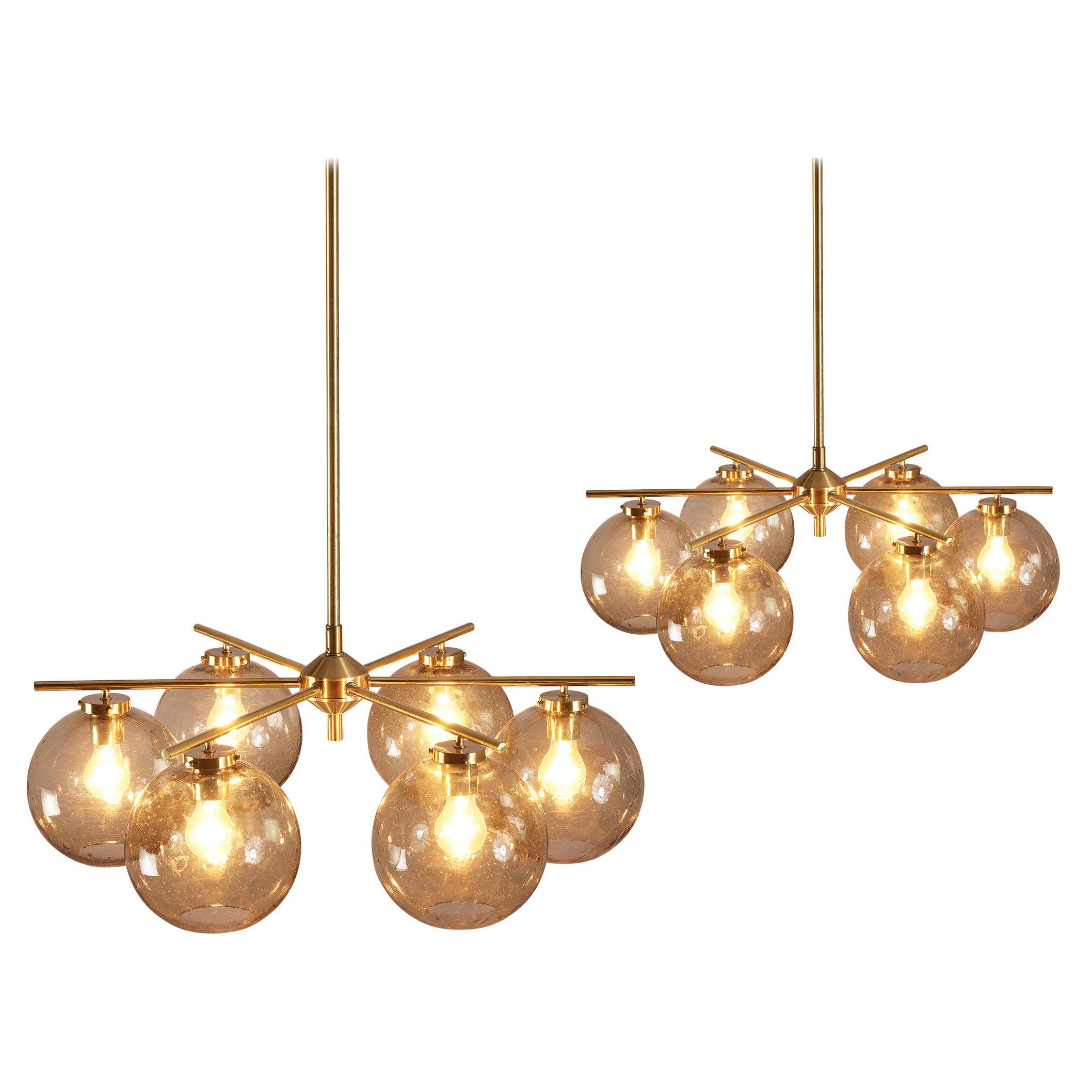 Holger Johansson for Westal Chandelier in Brass and Smoked Glass en venta