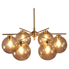 Lampadario Holger Johansson per Westal in ottone e vetro fumé