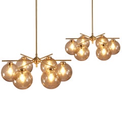 Holger Johansson for Westal Chandelier in Brass and Smoked Glass