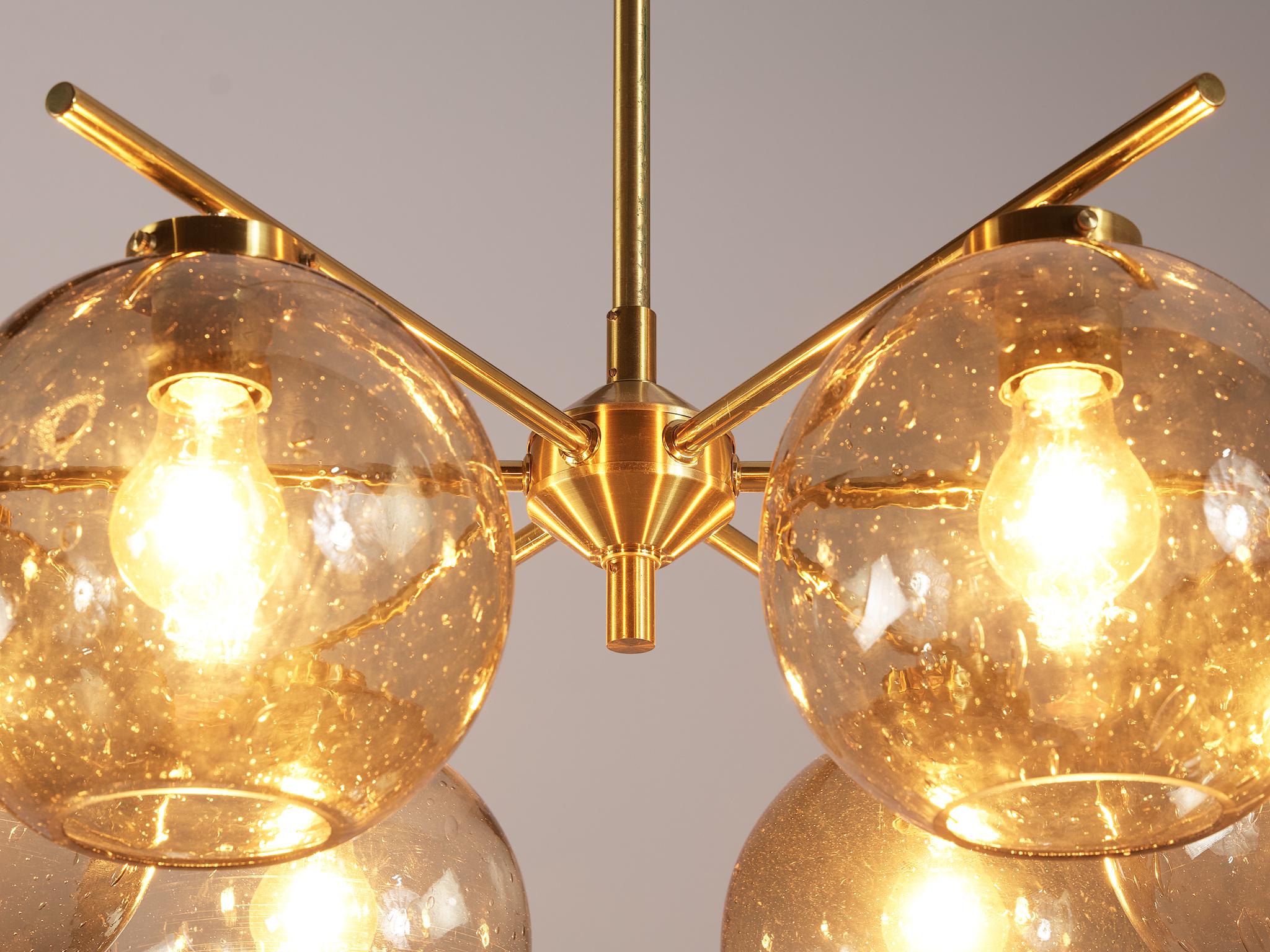 Holger Johansson for Westal Chandeliers in Brass and Smoked Glass  For Sale 1