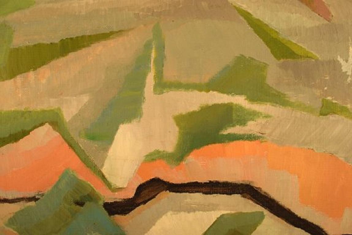 Swedish Holger Oijens ‘1907-2004’, Oil on Canvas, Modernist Landscape, 1959