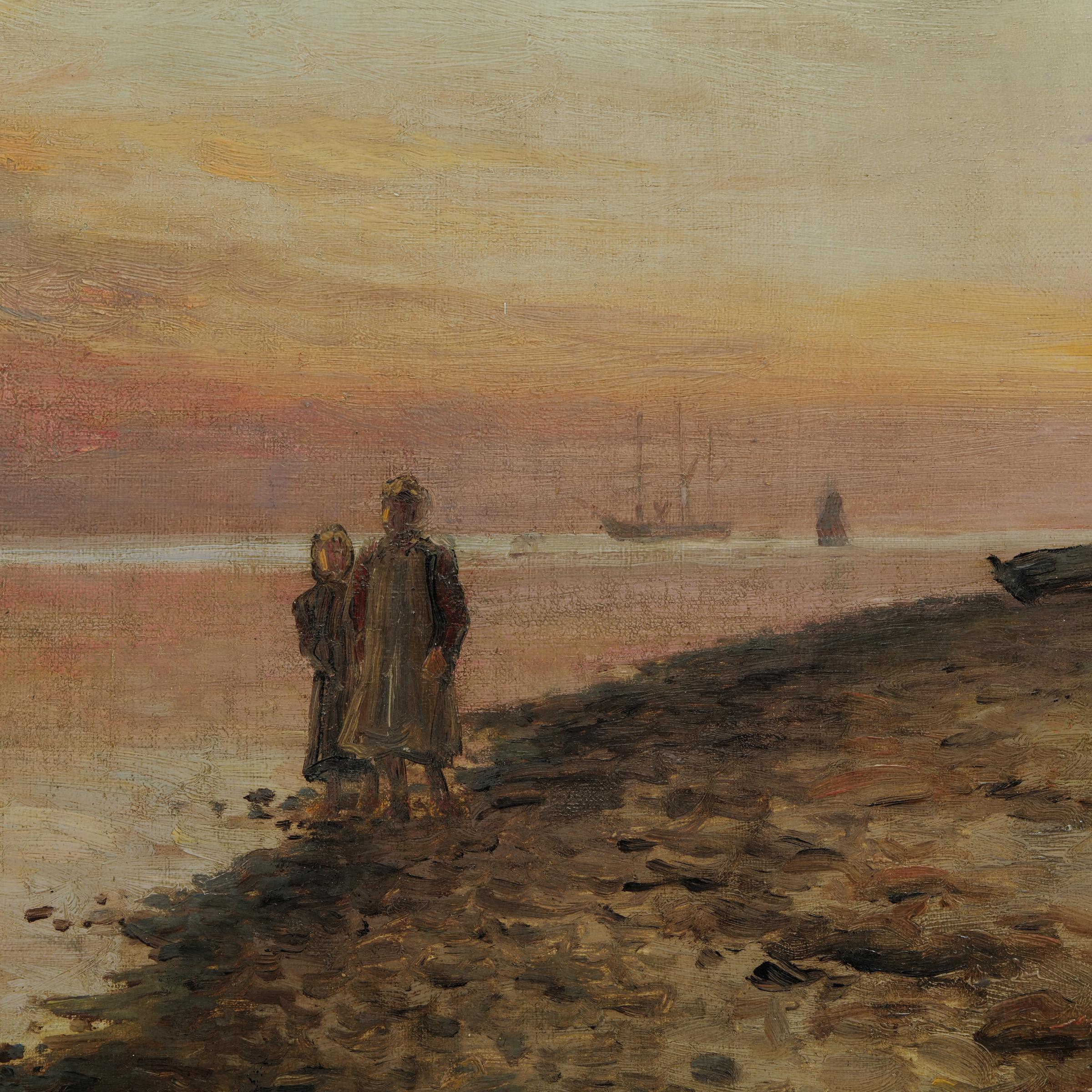 Holger Peter Svane Lübbers Paar am Meeresstrand Ölgemälde 1908 im Zustand „Gut“ in Münster, DE