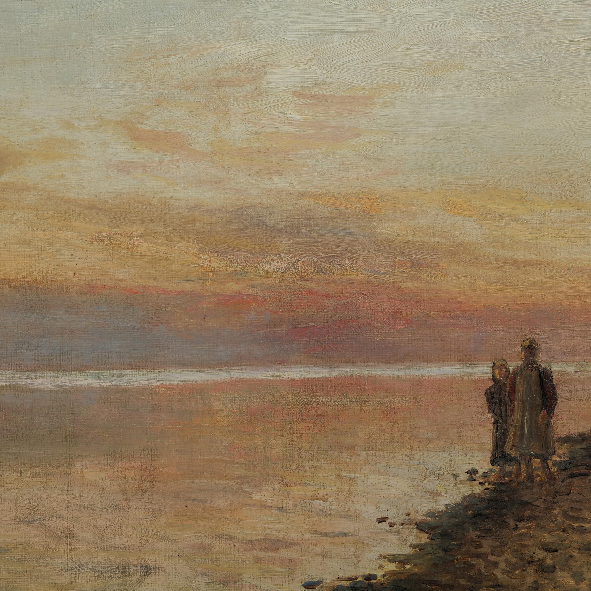 Holger Peter Svane Lübbers Paar am Meeresstrand Ölgemälde 1908 (Frühes 20. Jahrhundert)