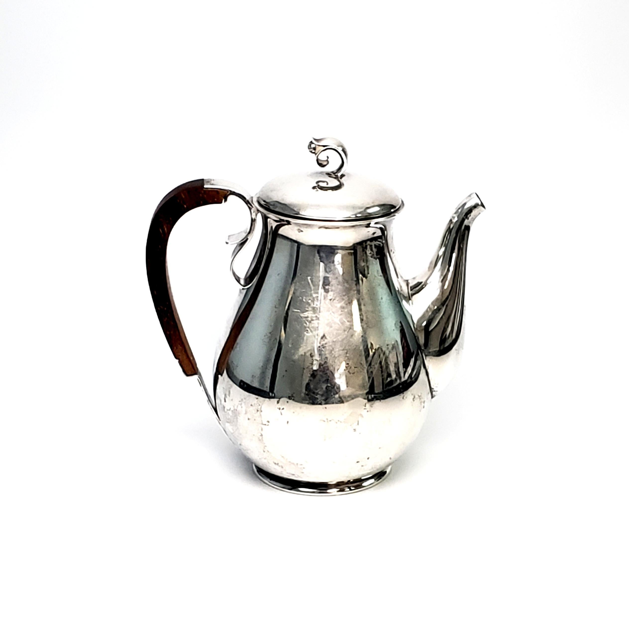 Holger Rasmussen Denmark Sterling Silver Coffee Pot Wood Handle In Good Condition For Sale In Washington Depot, CT