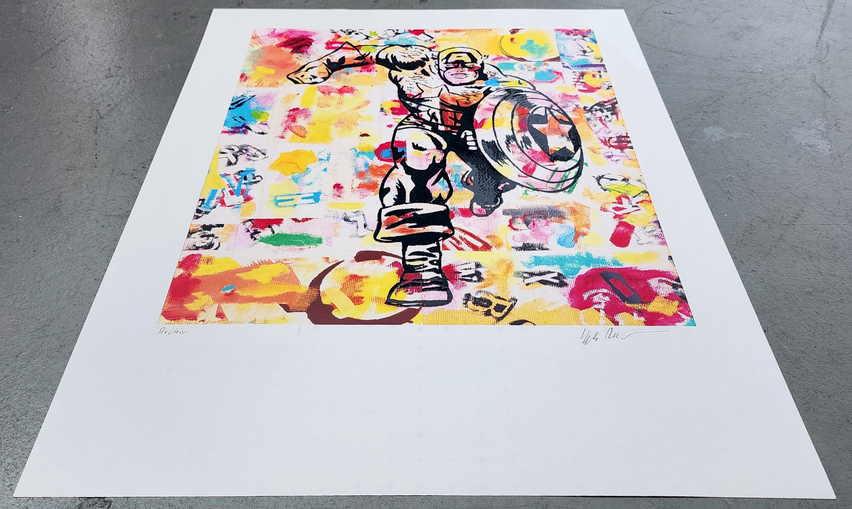 Capitan America (Fumetto, Graphic Novel, Supereroe, Street Art, Pop-Art, Colorato) in vendita 4