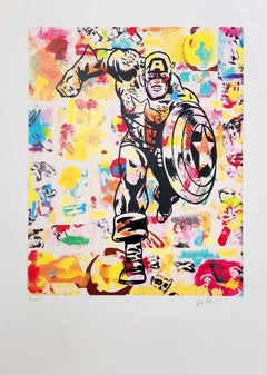 Capitán América (Cómic, Novela gráfica, Superhéroe, Arte callejero, Pop-Art, Colorido)