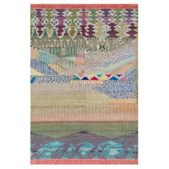 One of a kind Holi Ki Pichkari Rug, Knotted, Wool, Bamboo Silk, 120x180cm