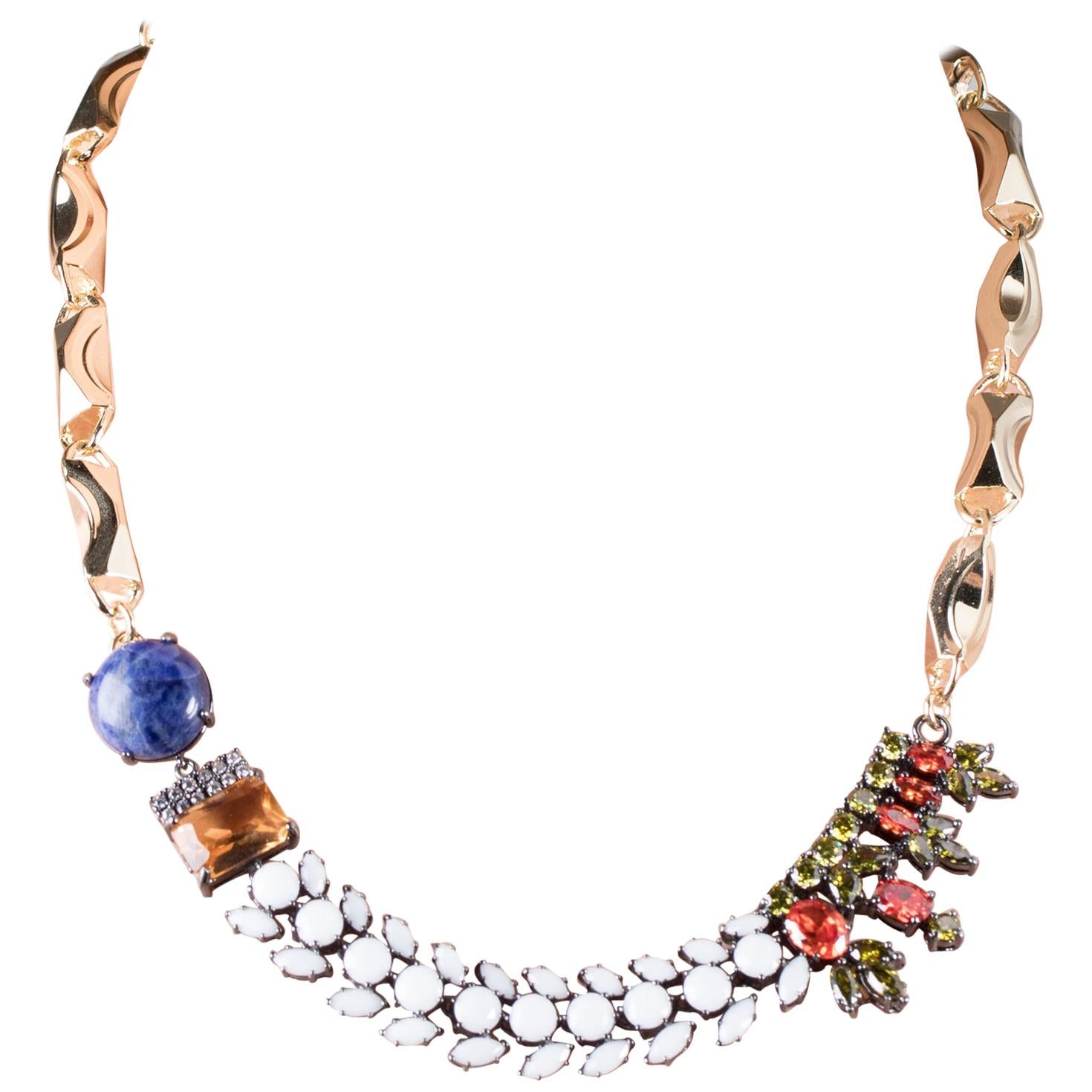 Holiday Collection Chain Necklace with Blue Sodalite and Agates from IOSSELLIANI For Sale
