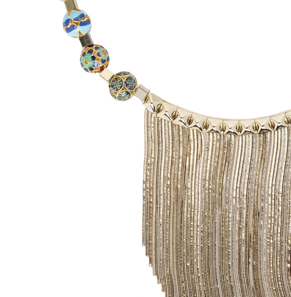 Holiday Collection Necklace with central fringes from IOSSELLIANI In New Condition For Sale In Rome, IT