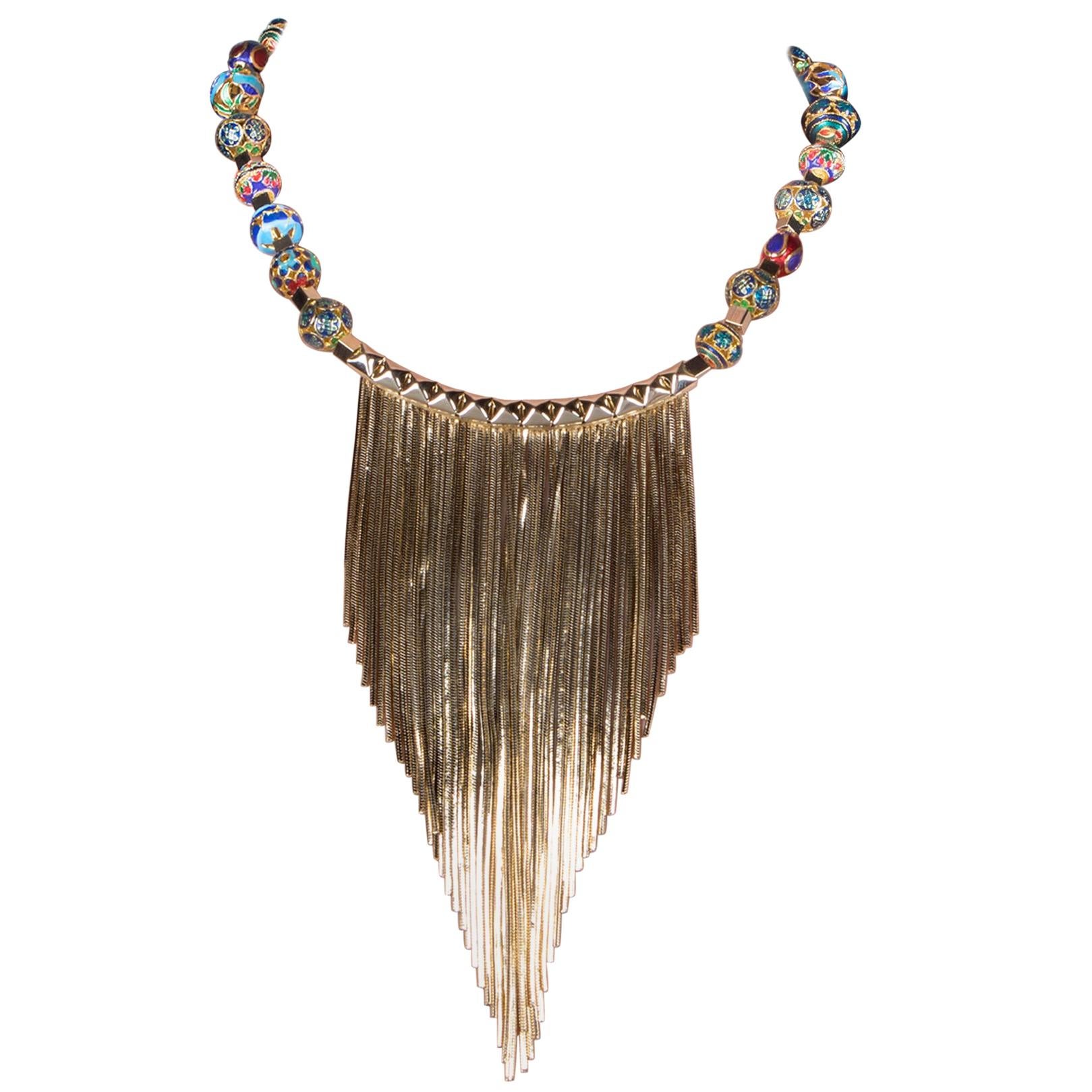 Holiday Collection Necklace with central fringes from IOSSELLIANI For Sale