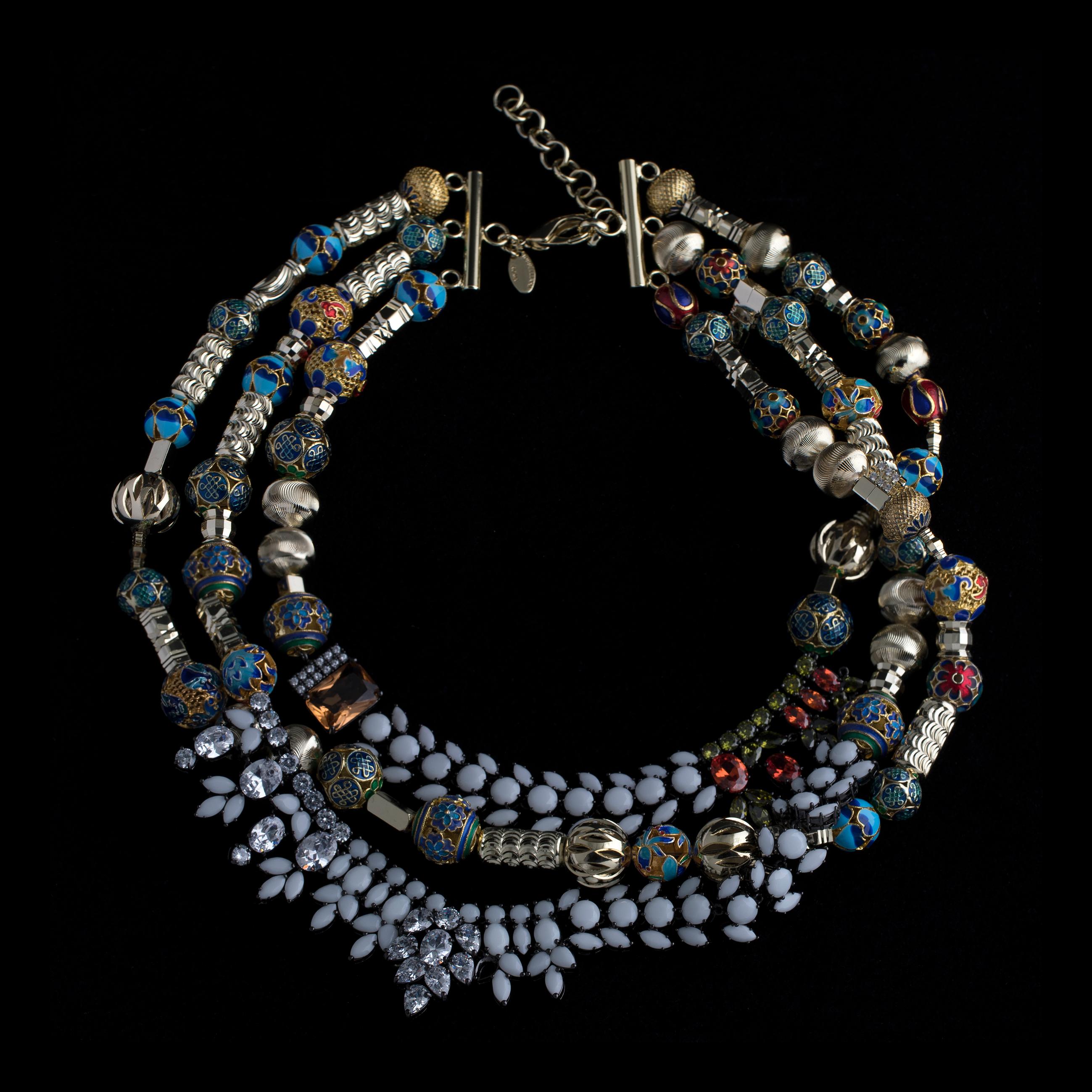Contemporary Holiday Collection Necklace with cloisonnè beads from IOSSELLIANI
