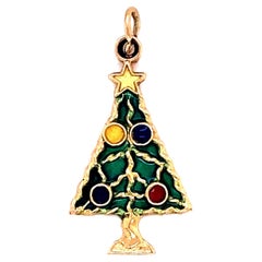 Holiday Enamel Christmas Tree Charm in 14 Karat Gold
