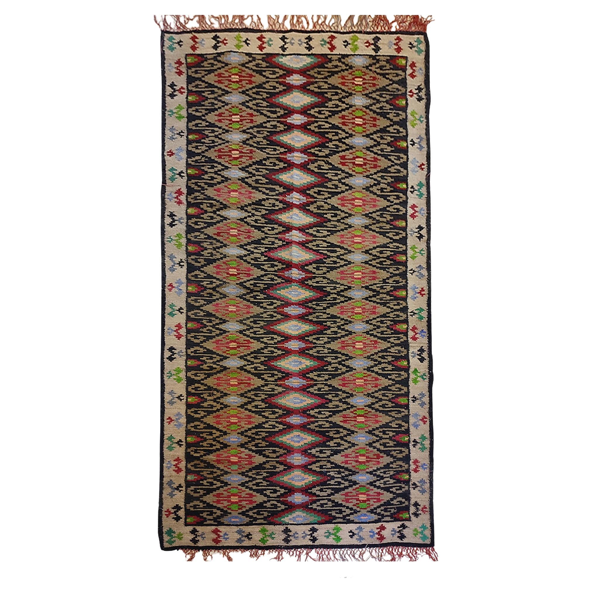 Wunderschöner türkischer Kilim-Teppich, antik aus den 1940er Jahren, Stammesteppich