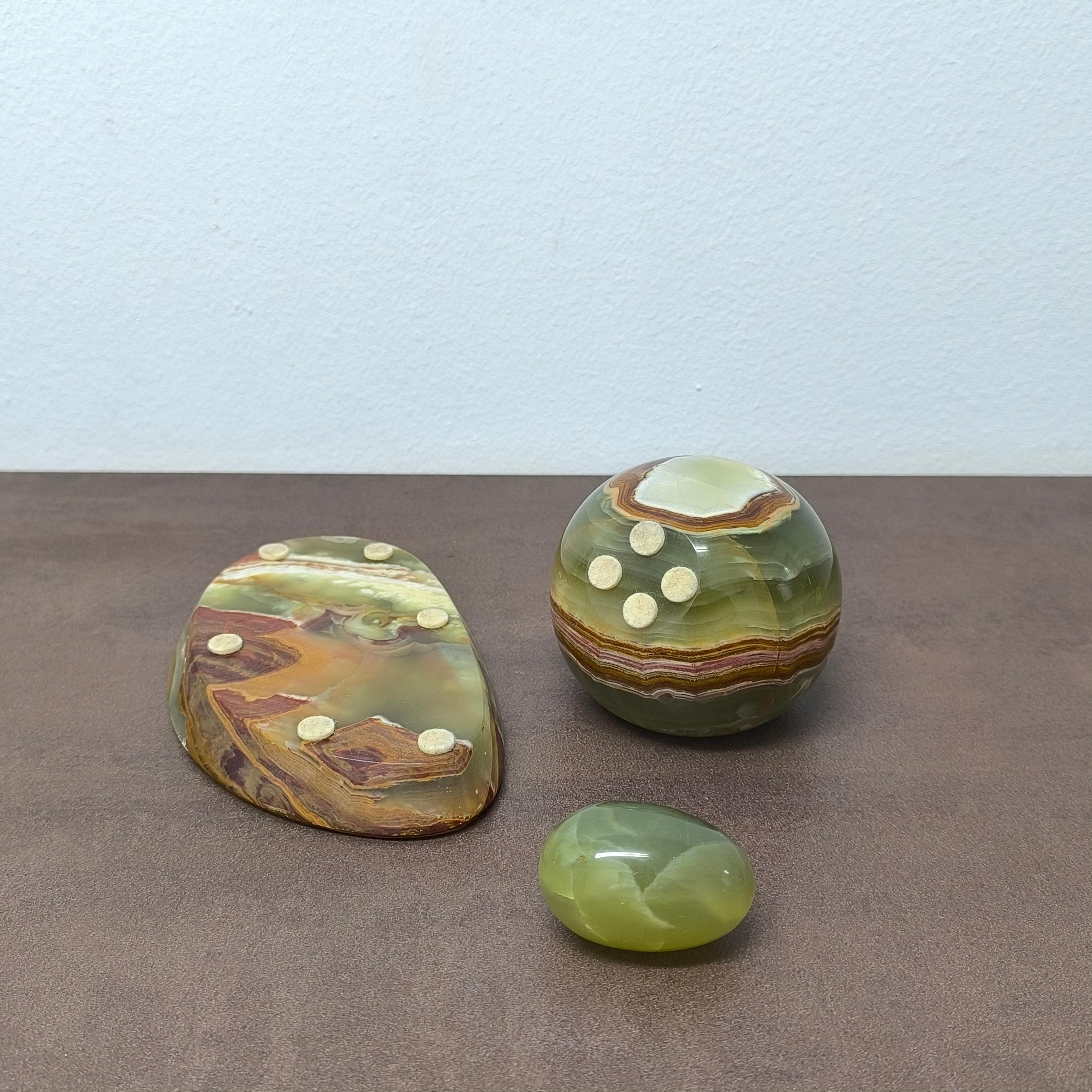 CADEAU DE FÊTE - Set fumeur en onyx vert - Cendrier, porte-cigarette, œuf décoratif Excellent état - En vente à Bochum, NRW