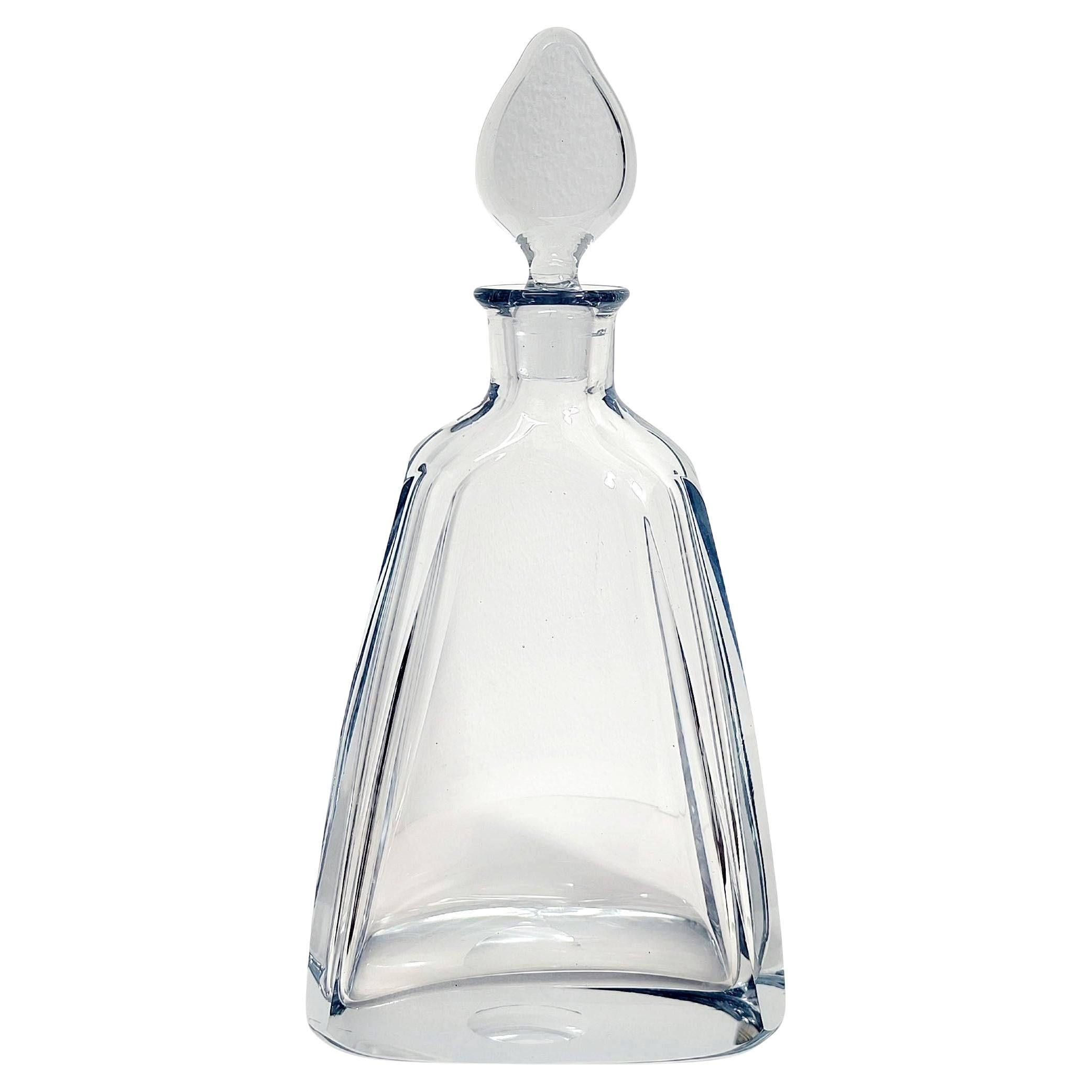 HOLIDAY GIFT - Mid-Century Modern Crystal Glass Decanter with Teardrop Stopper