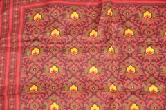 Holiday Red With Floral & Ribbons Red Silk Handkerchief