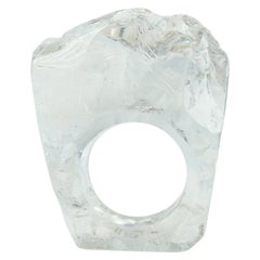 Cocktail Ring of Carved Brazilian Quartz Is Like Ice Sculpture for Your Finger