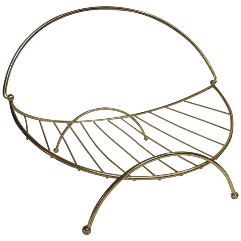 Modern Polished Brass Magazine Rack or Fireplace Log Holder at 1stDibs