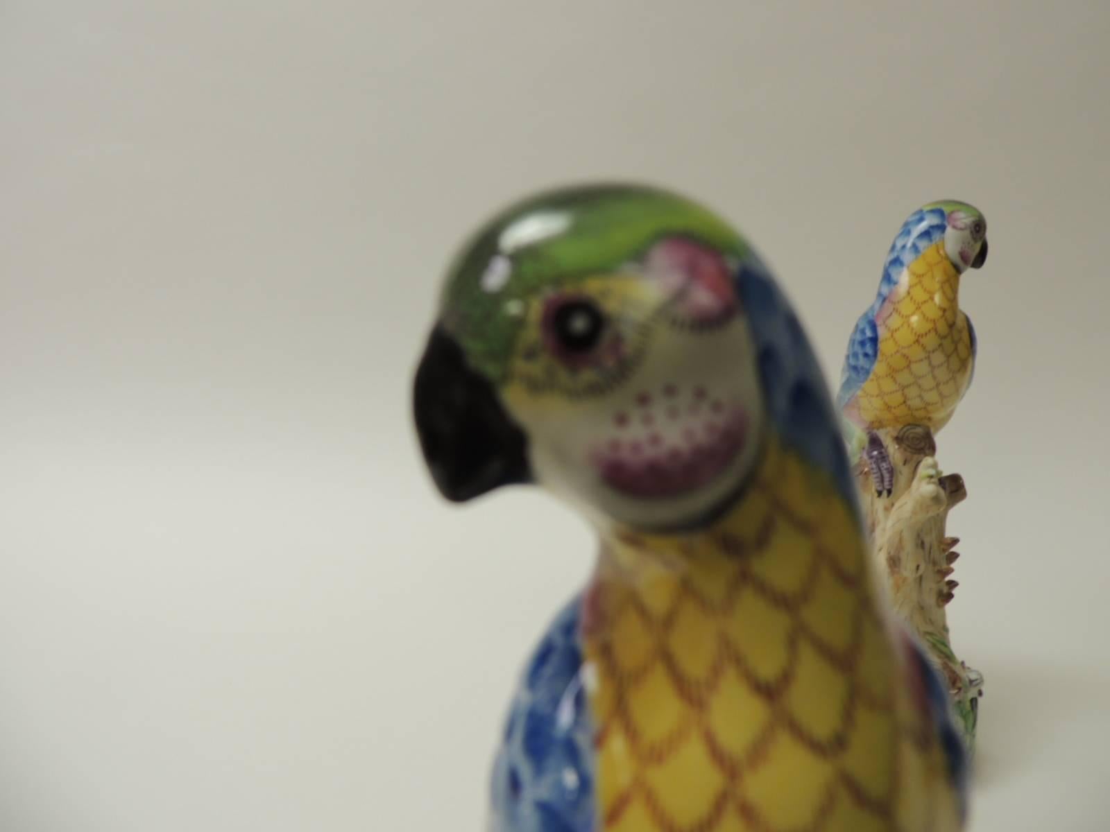 Late 20th Century HOLIDAY SALE: Pair of Vintage Chinese Export Hand-Painted Parrots