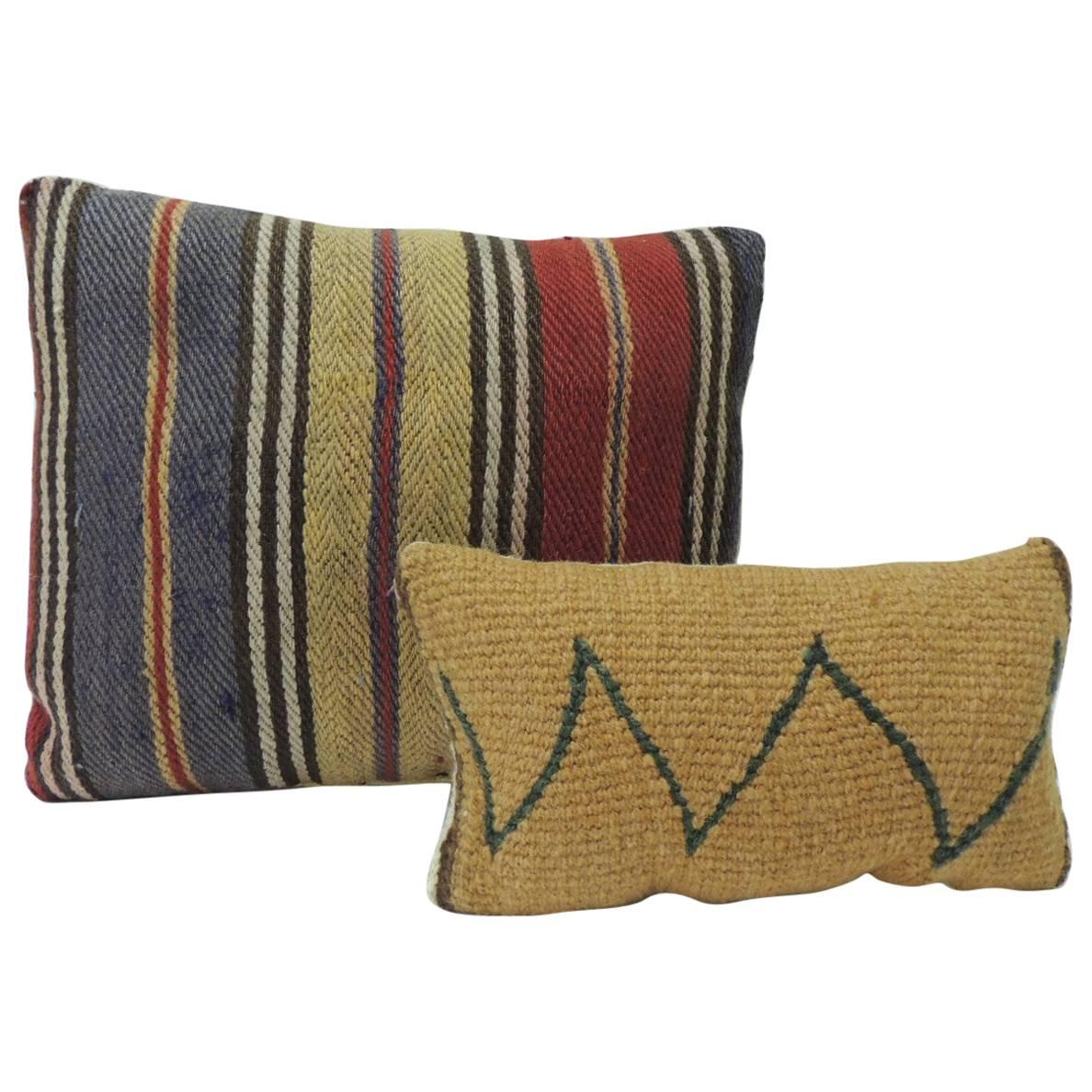 Pair of Vintage Petite Woven Turkish Decorative Pillows