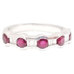 HOLIDAY SALE Ruby Natural Diamond Ring 18 Karat White Gold