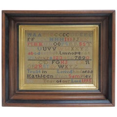 Vintage Framed Alphabet Hand Embroidery Sampler
