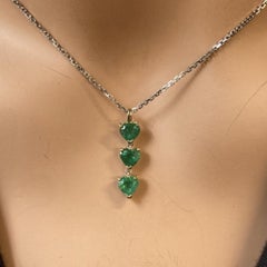 Holiday Special! NWT $2, 800 Fancy 14KT Colombian Emerald Pendant Heart Necklace