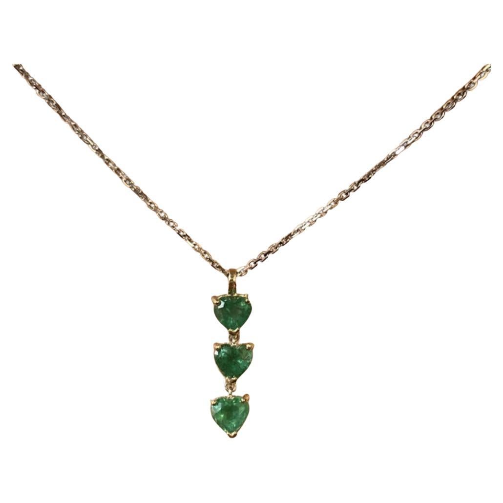 Holiday Special! NWT $2, 800 Fancy 14KT Colombian Emerald Pendant Heart Necklace