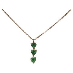Holiday Special! NWT $2, 800 Fancy 14KT Colombian Emerald Pendant Heart Necklace