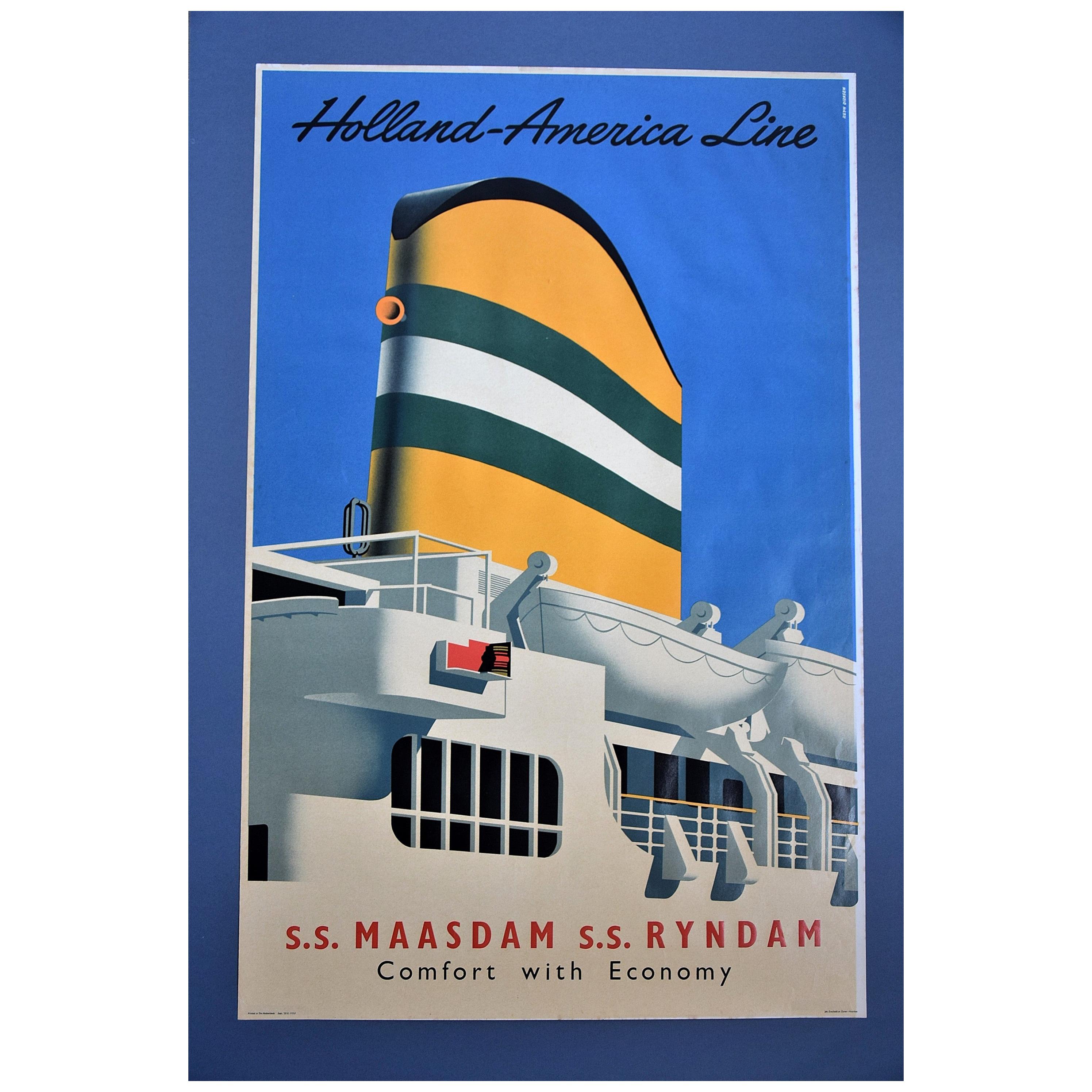 Holland America Line Midcentury Poster at 1stDibs holland america