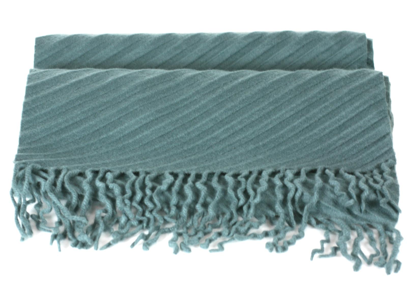 Holland and Holland Pleated Cashmere Scarf in petrol gray blue. Made in Italy, Large, luxurious wrapable size and unique texture, suitable for men or women.
72
