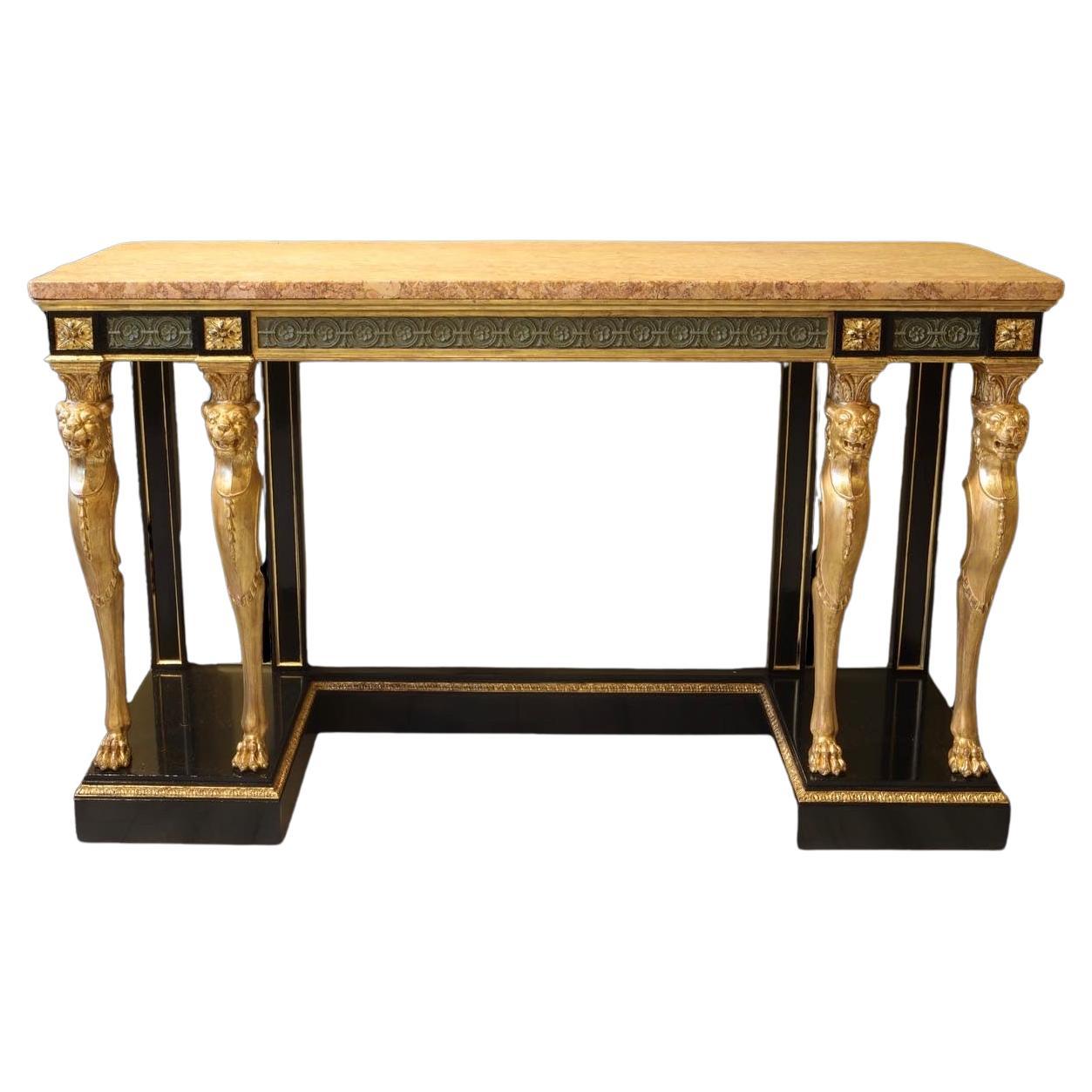 Table console en acajou et bois doré Holland and Sons, 19e siècle en vente