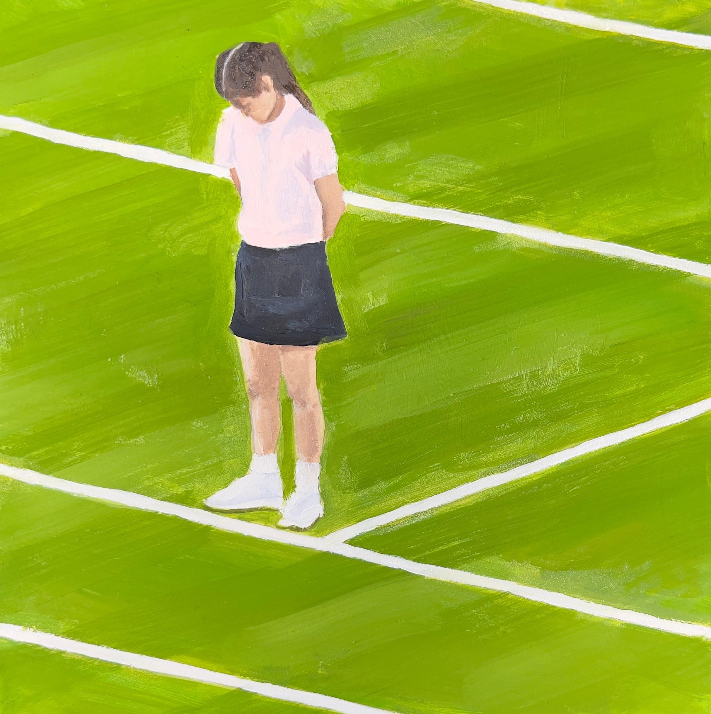 Holland Cunningham Figurative Painting – Pink Lineswoman - Gemälde, Öl auf Pappe