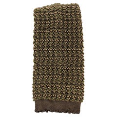 HOLLAND & HOLLAND Brown Tan & Olive Silk Textured Knit Tie