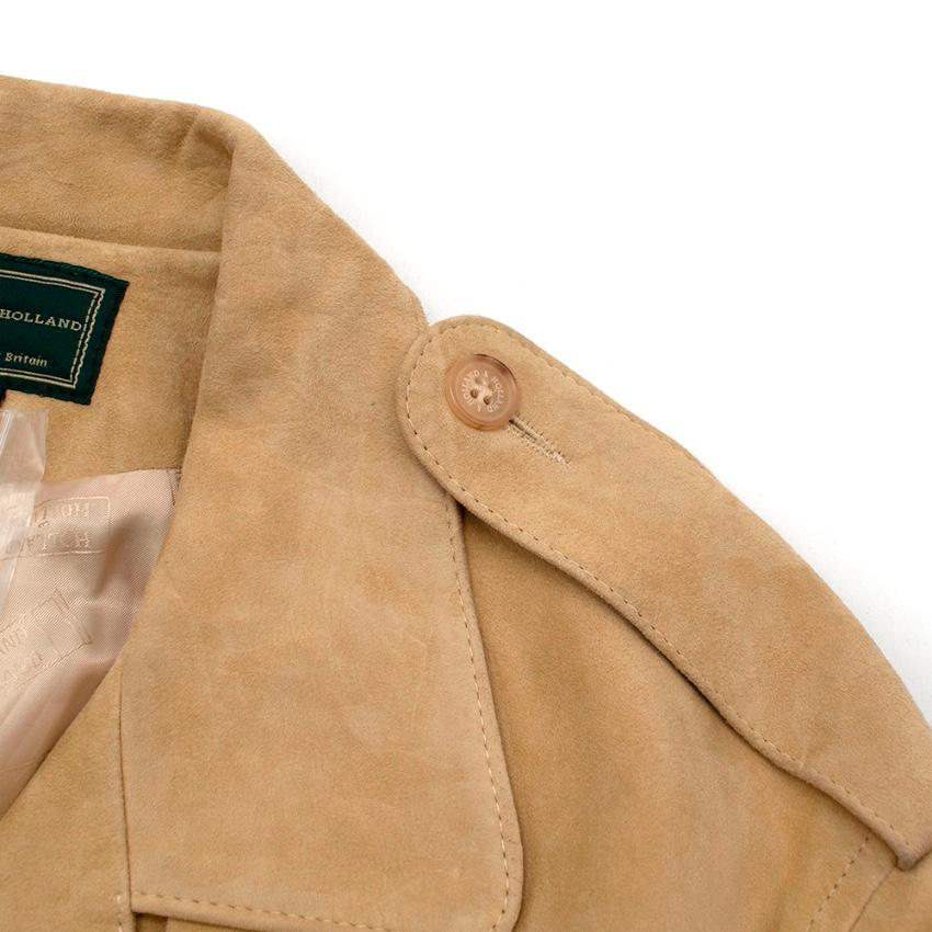 Holland & Holland Kamel Wildleder Vintage Safari Jacke - Größe US 10 Damen