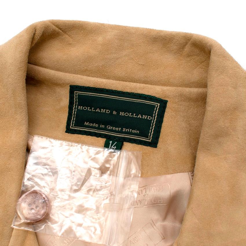 Holland & Holland Camel Suede Vintage Safari Jacket - Size US 10 In Excellent Condition In London, GB
