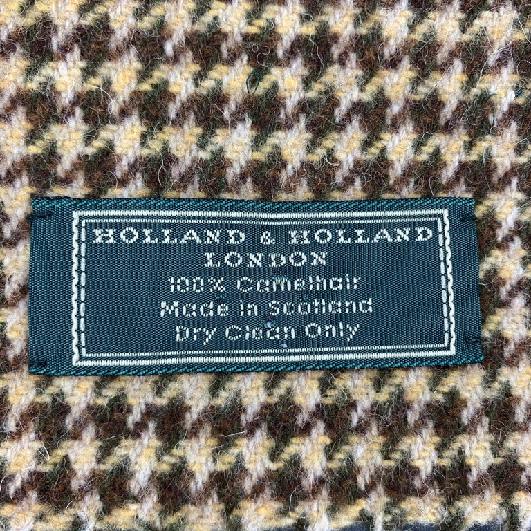 GG Houndstooth Scarf 180CM Brown Cashmere 288179
