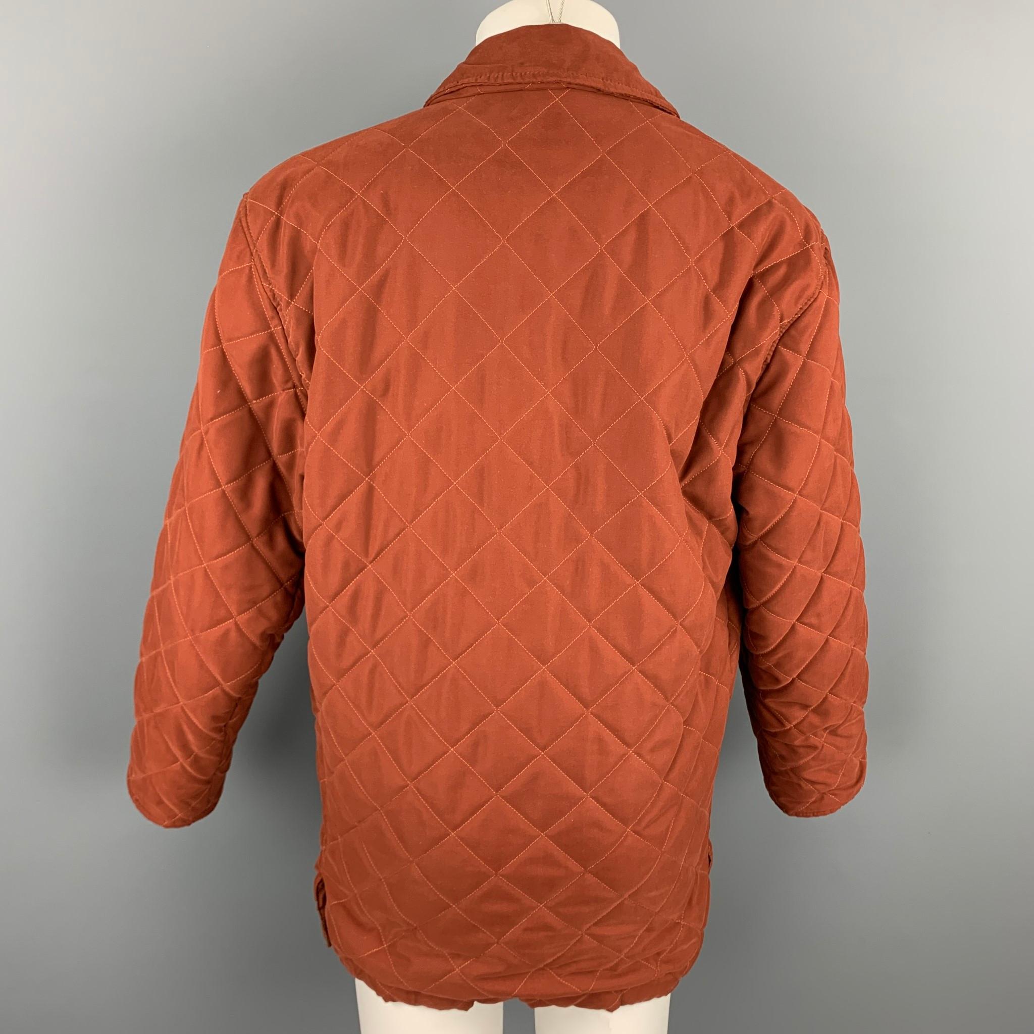 Brown HOLLAND & HOLLAND Size S Rust Quilted Polyester Snaps Coat