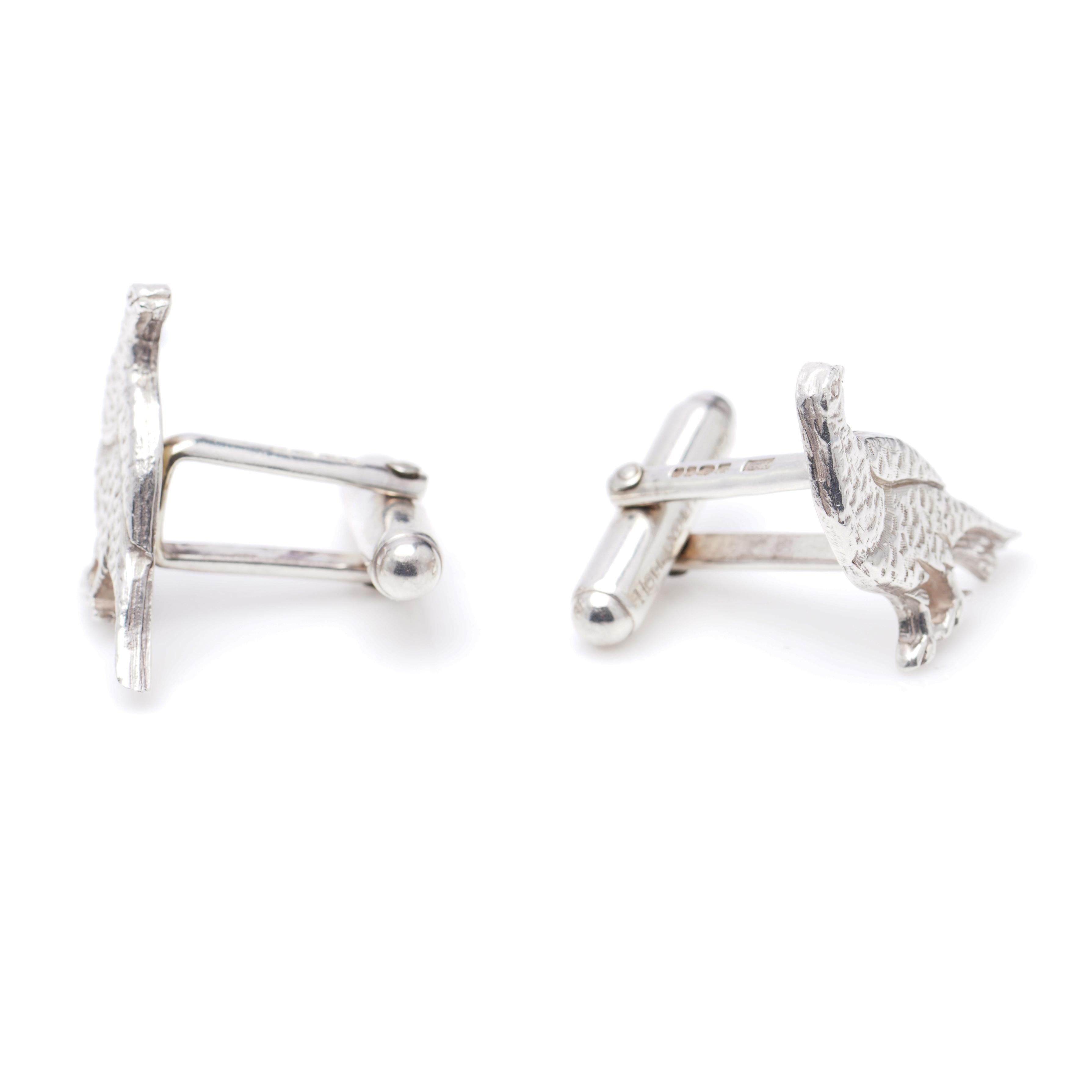 Holland & Holland Sterling Silver Pair of Pheasant Cufflinks 4