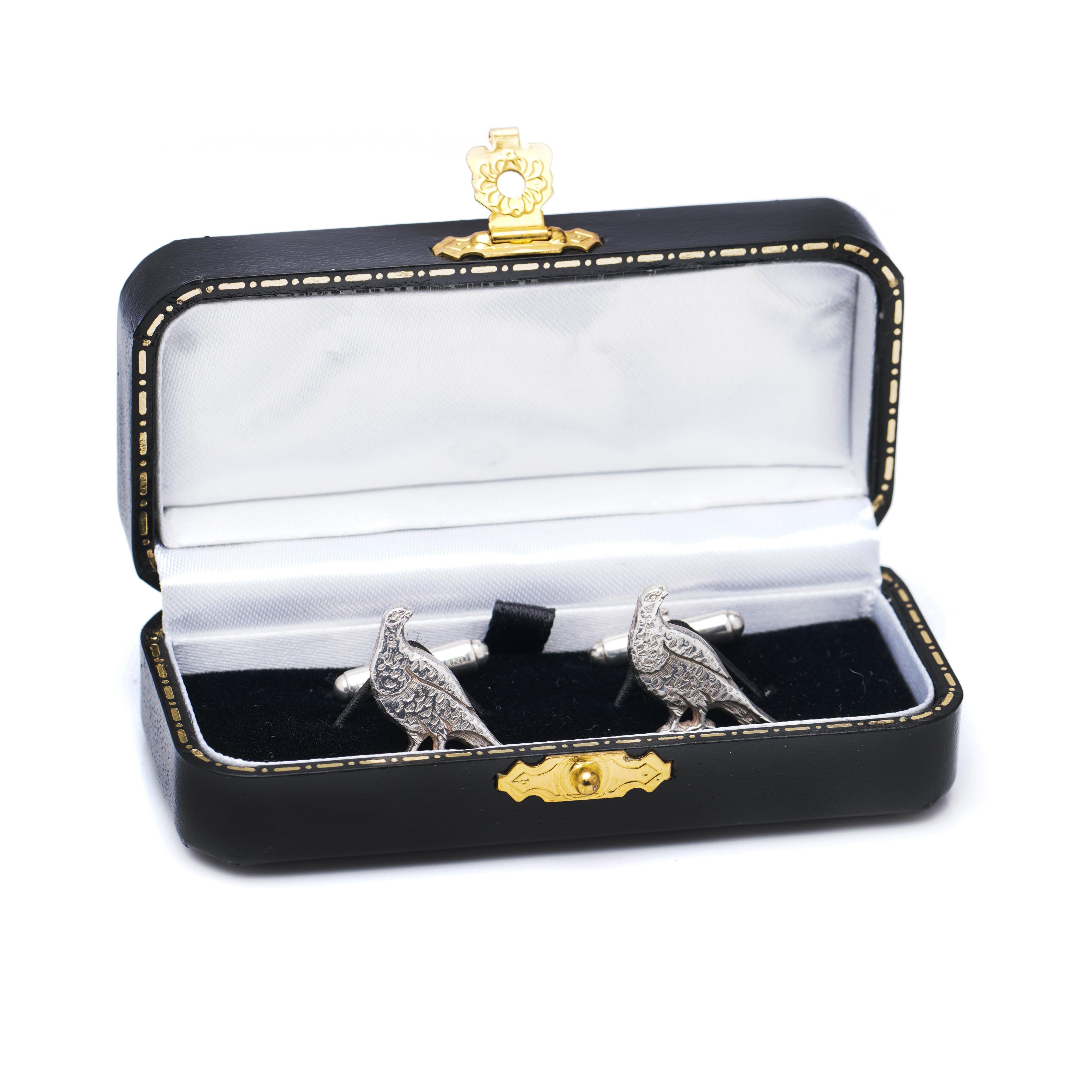 Holland & Holland Sterling Silver Pair of Pheasant Cufflinks 5