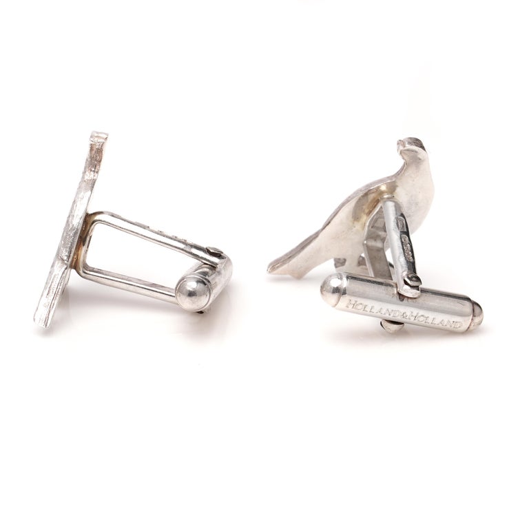 Men's Holland & Holland Sterling Silver Pair of Pheasant Cufflinks
